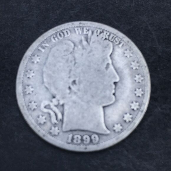 1899 BARBER SILVER HALF DOLLAR Circulated See Photographs For Condition - Picture 1 of 6